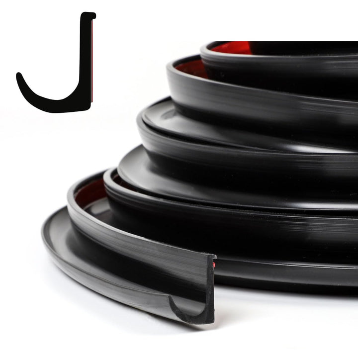 XmuxHai front view of black J-shape gutter showing neat fit and weather protection