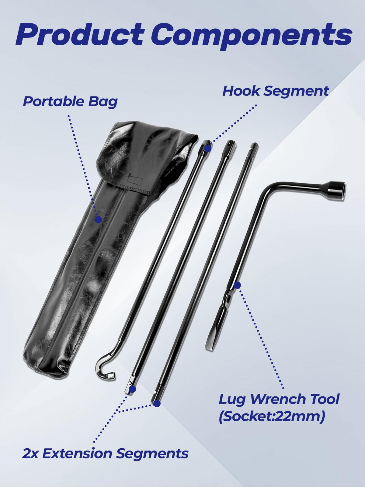 Xongjojo tools beside a ruler showing calibrated sizes for precise bolt fitment