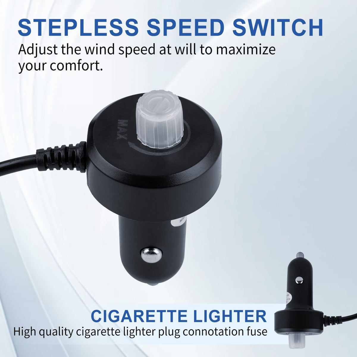 XOOL close-up of seven blades and brushless motor showing quiet performance benefit