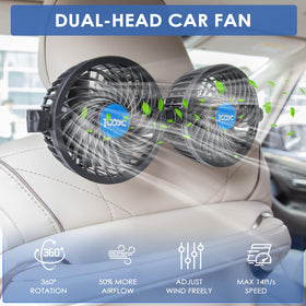 XOOL dual heads tilted to show 360-degree rotation and coverage