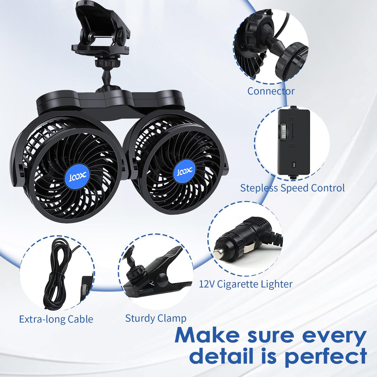 XOOL fan in RV interior illustrating portable cooling for travel