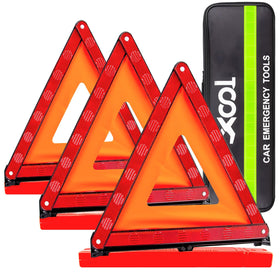 XOOL front view of packaged triangles showing kit and carry case for quick access