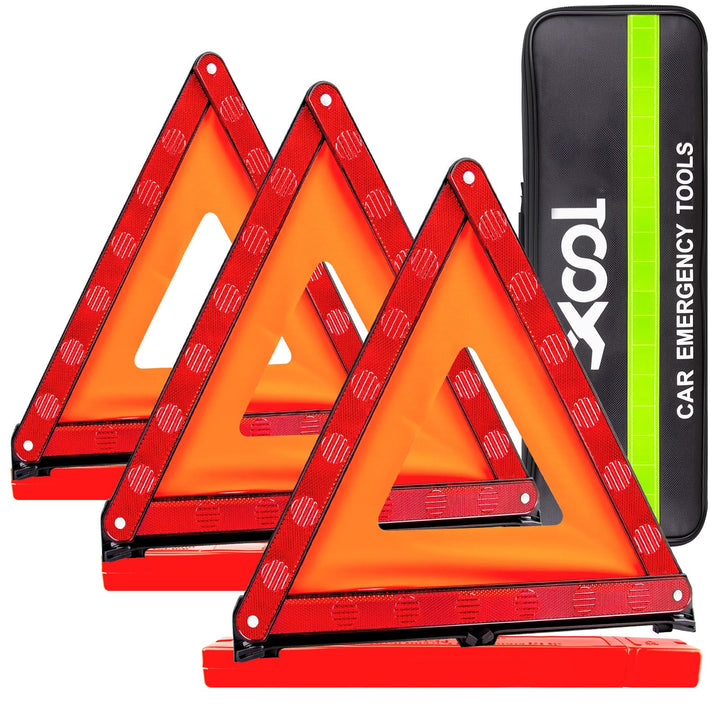 XOOL front view of packaged triangles showing kit and carry case for quick access