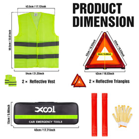 XOOL size comparison showing compact kit fitting easily in a trunk