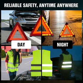 XOOL triangles deployed on road giving clear advance warning to drivers