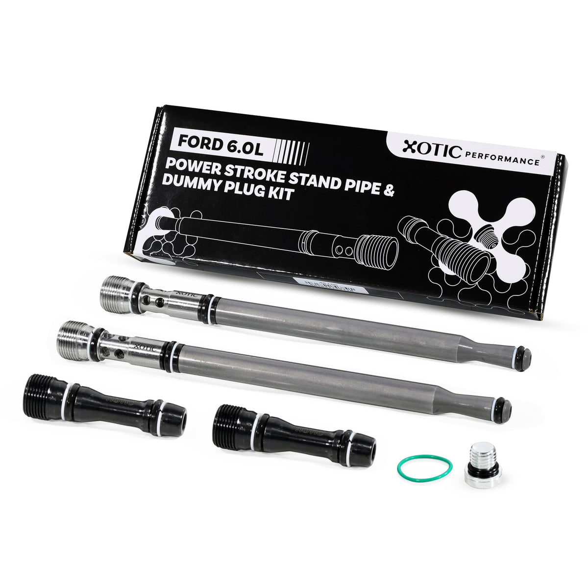 Xotic Performance stand pipe front view showing robust construction and leak prevention
