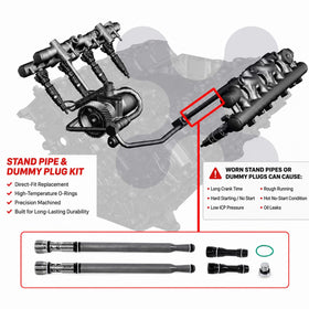 Xotic Performance stand pipe installed on HPO rail demonstrating direct-fit ease
