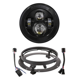 XPCTD front view 7-inch LED headlight showing clean beam pattern and styling benefit