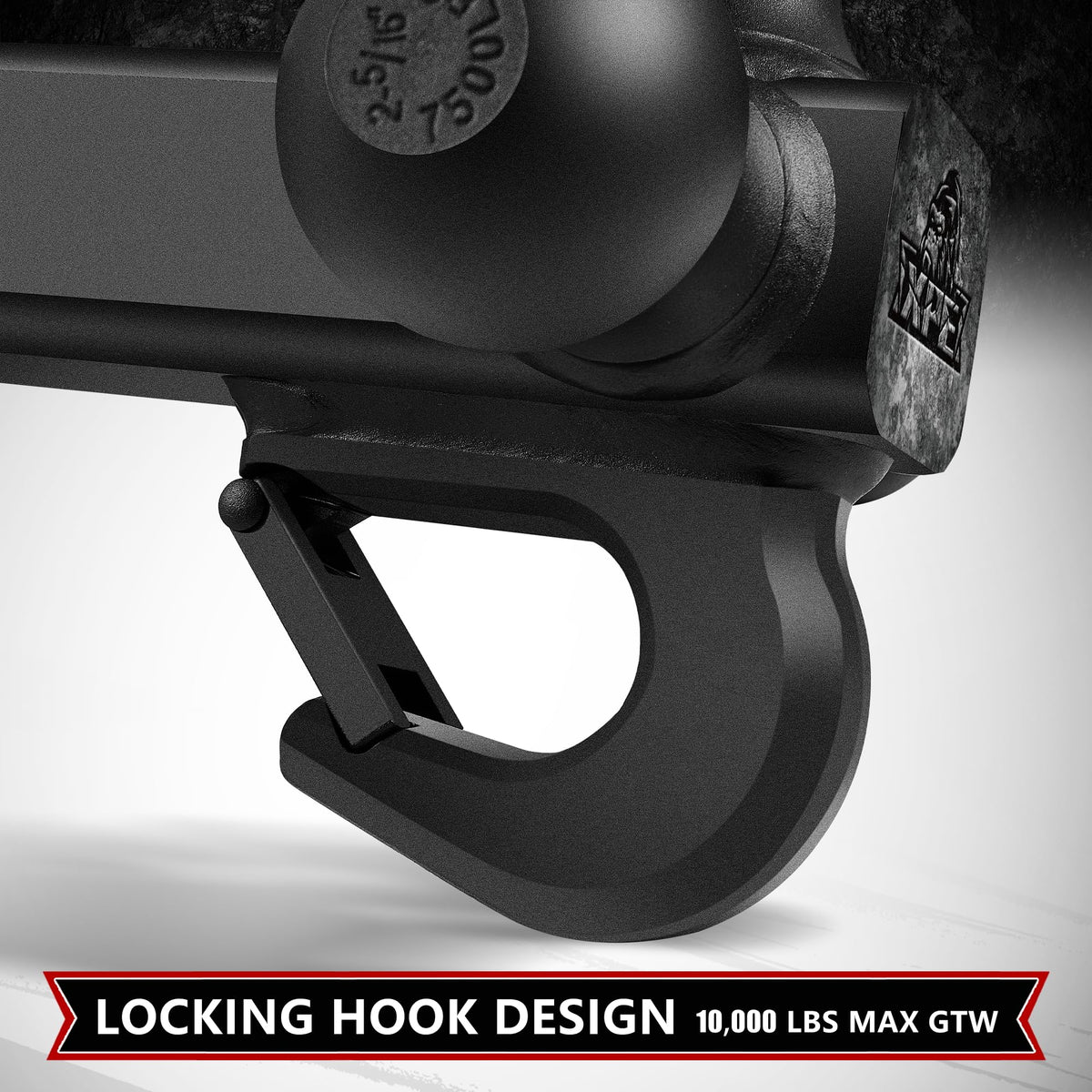 XPE hook detail with locking pin shown, safety hook for secure anchoring and convenience
