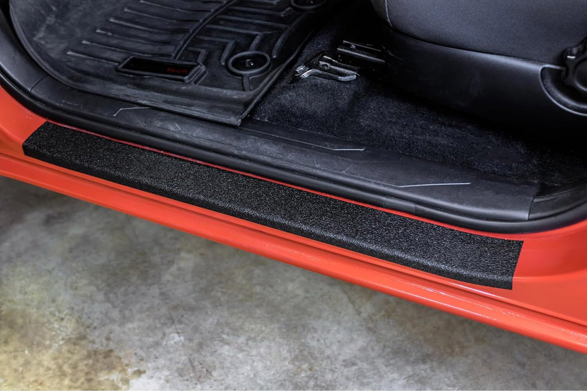 XPEL visible door sill guard in lifestyle scene protecting vehicle interior
