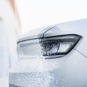 XPEL close-up thick foam texture demonstrating cling and lift cleaning