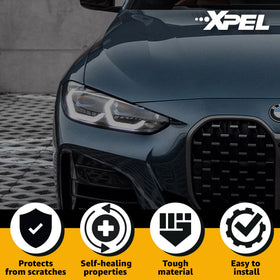 XPEL clear PPF next to ruler showing 6 inch width scale and fit