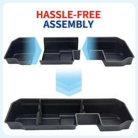 XPHAZZ installed under rear seat demonstrating discreet organized storage benefit