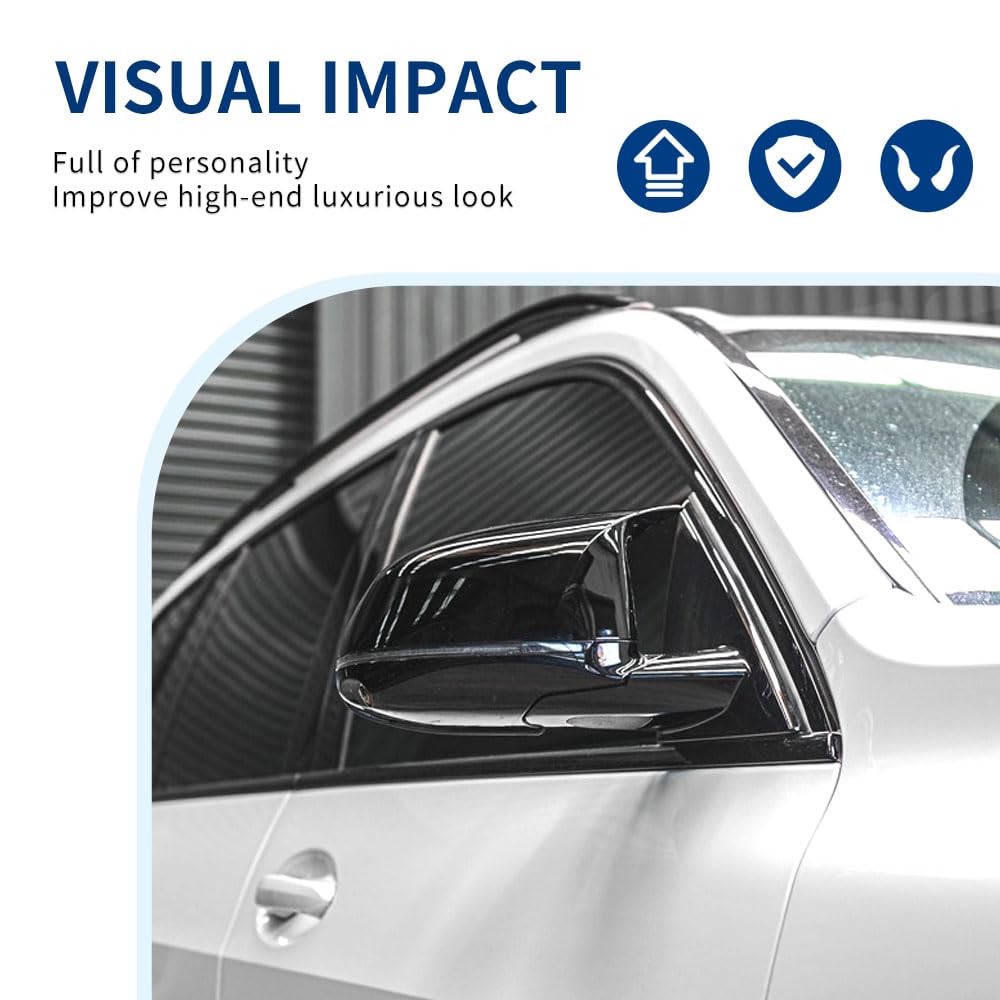 XPHAZZ mirror cap on parked BMW in street scene showing style upgrade benefit