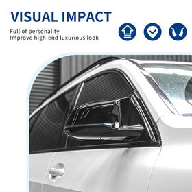 XPHAZZ mirror cap on parked BMW in street scene showing style upgrade benefit