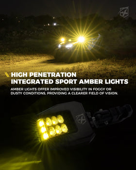 Xprite amber LED closeup illuminating dust for improved trail visibility
