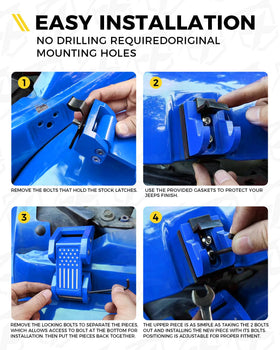 Xprite hood latch held in hand to show scale and easy-fit compatibility