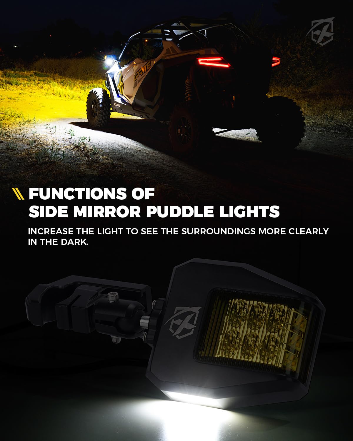 Xprite close-up of amber LED array highlighting better dust penetration