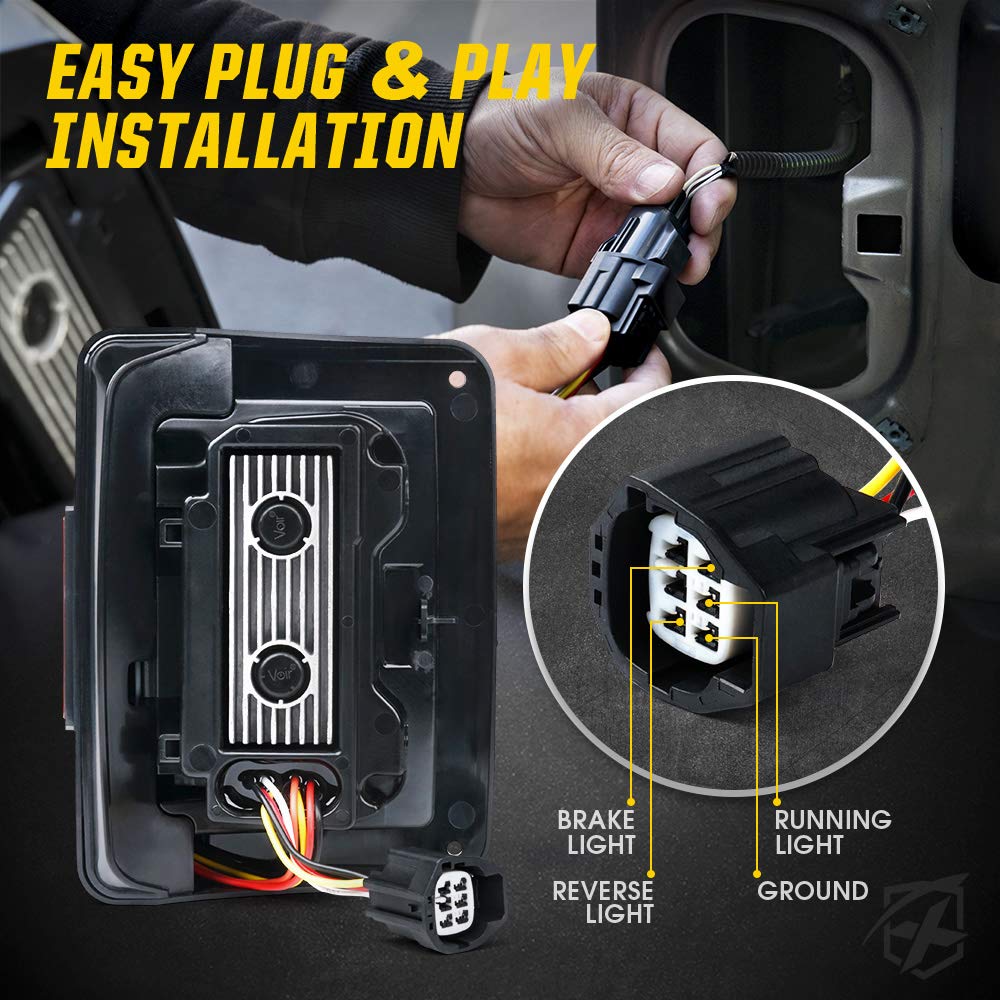 Xprite rear view of female plug and wiring for easy plug-and-play installation