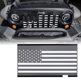 Xprite front view showing black and white flag grill insert enhancing Jeep look