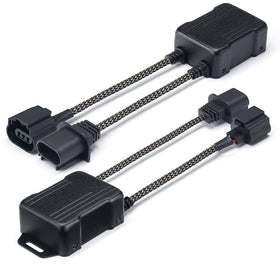 Xprite front view of H13/9008 canbus harness showing connectors and benefit of error-free fit