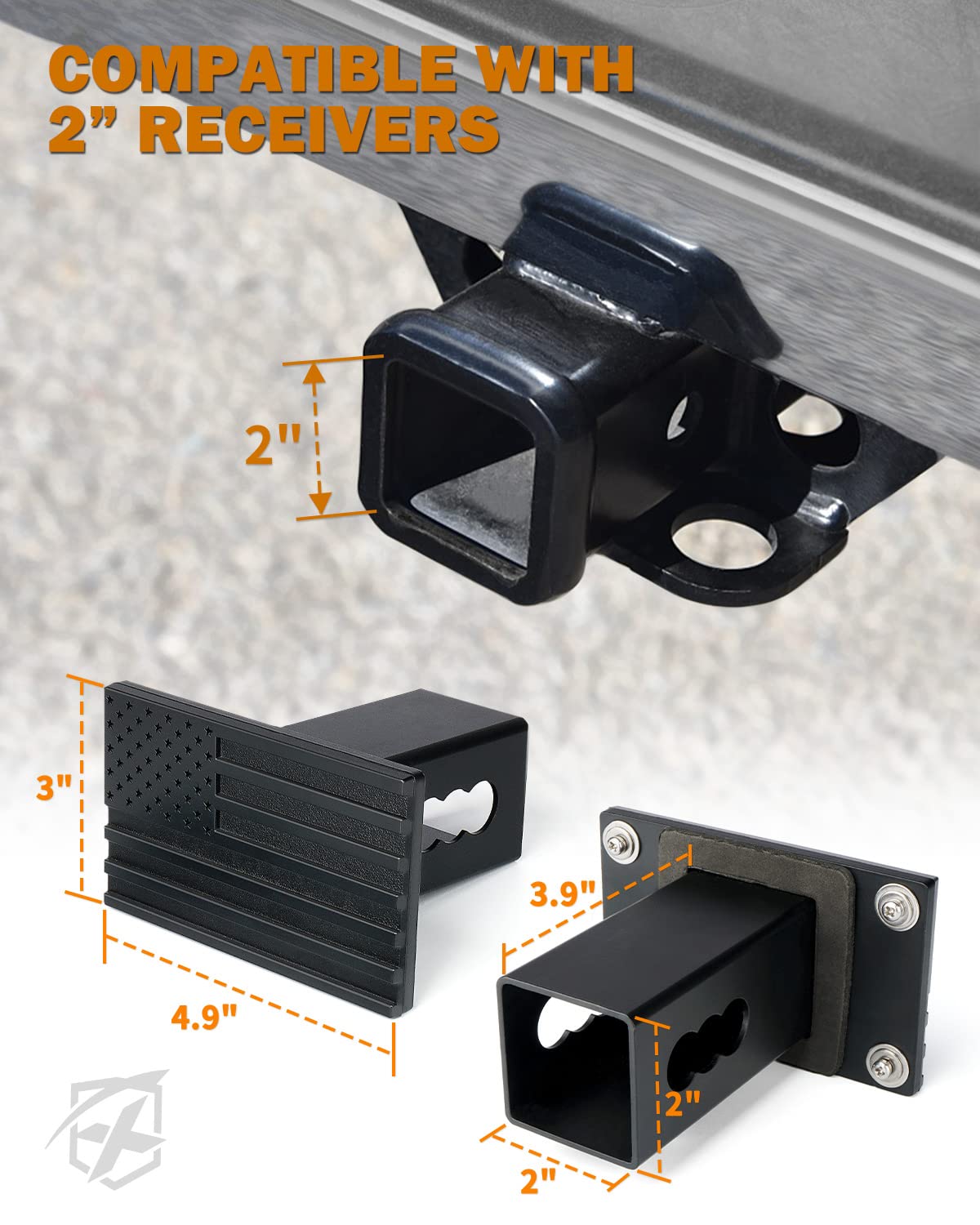 Xprite hitch pin and lock detail showing included security hardware