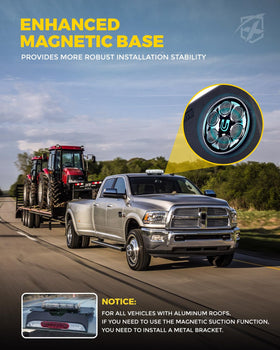 Xprite strobe mounted on truck rooftop demonstrating quick field installation