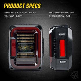 Xprite tail lights illuminated at night on Wrangler for enhanced road safety