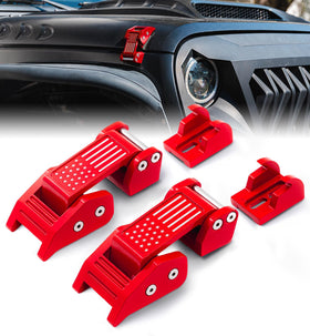 Xprite red U.S. flag hood latches front view showing bold styling and improved appearance