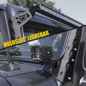 Xprite brackets beside Jeep windshield for scale and easy compatibility check