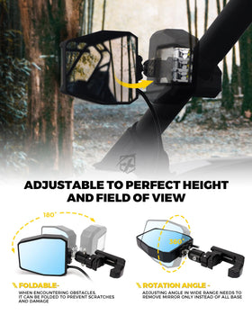 Xprite side view of larger mirror showcasing wider field of rear vision