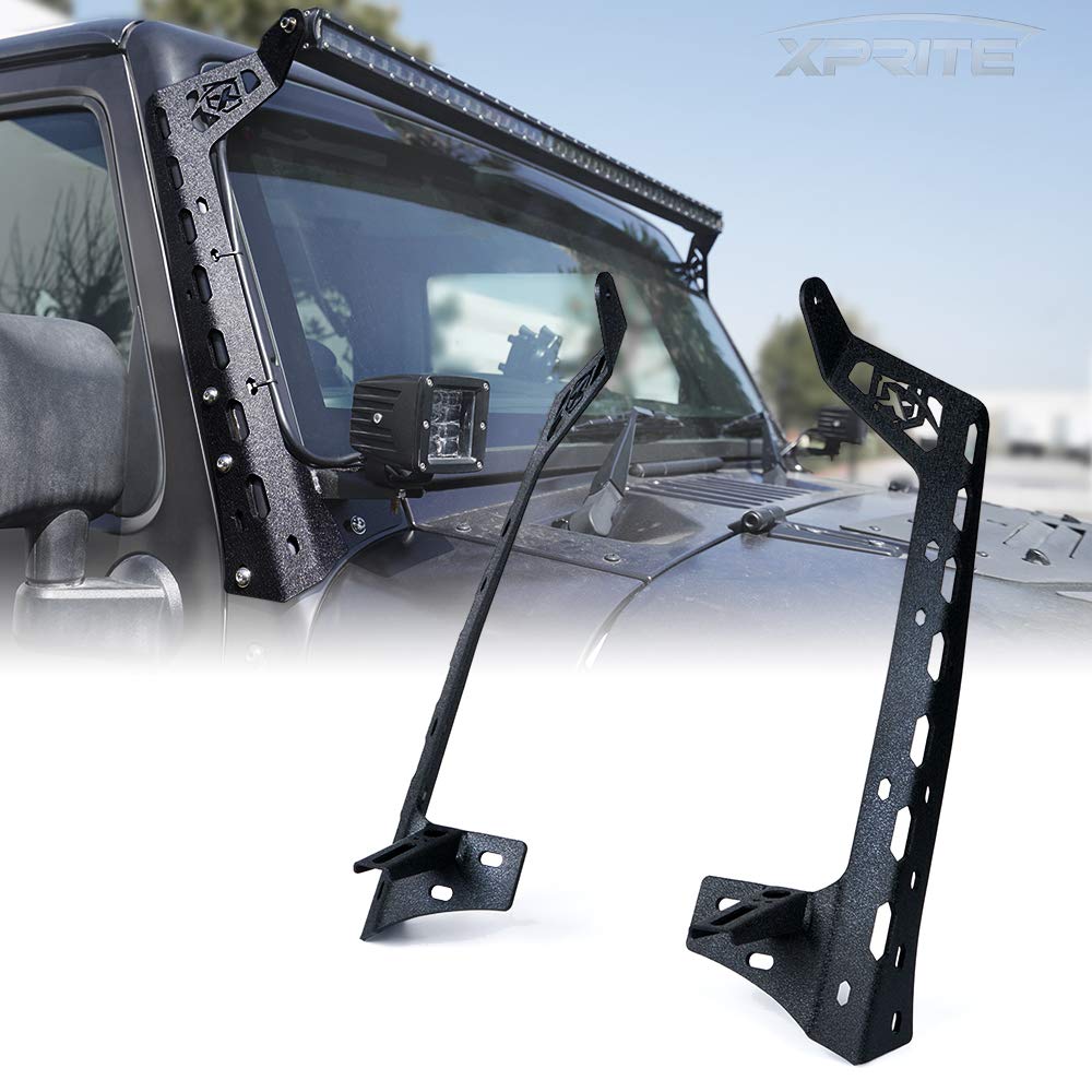 Xprite front view windshield brackets showing fit and sturdy profile for secure mounting