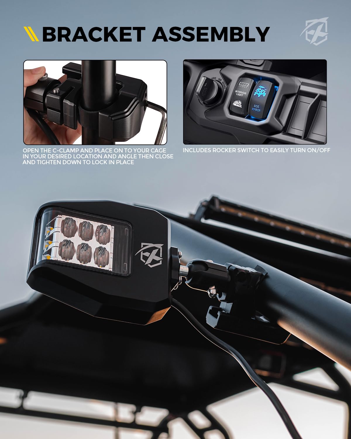 Xprite wiring harness and rocker switch showing easy-install benefit
