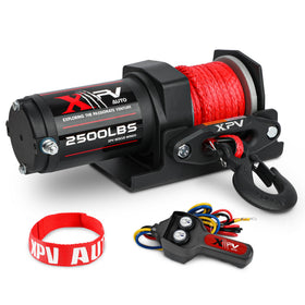 XPV AUTO front view of winch showing compact housing and mounting points for easy installation