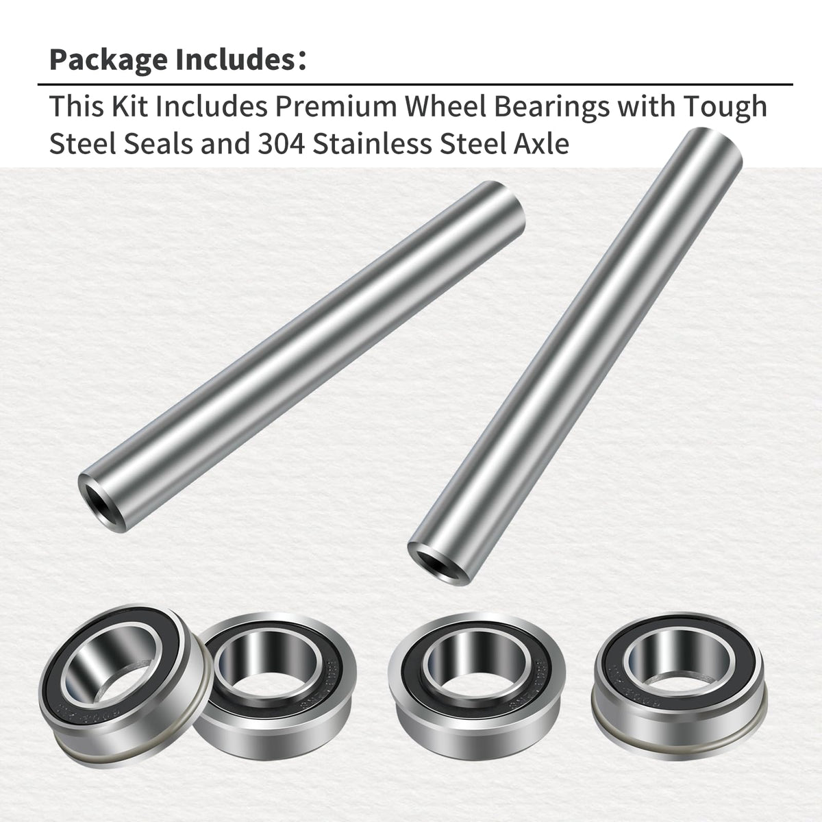 XQK axle next to ruler showing precise sizing for correct fit