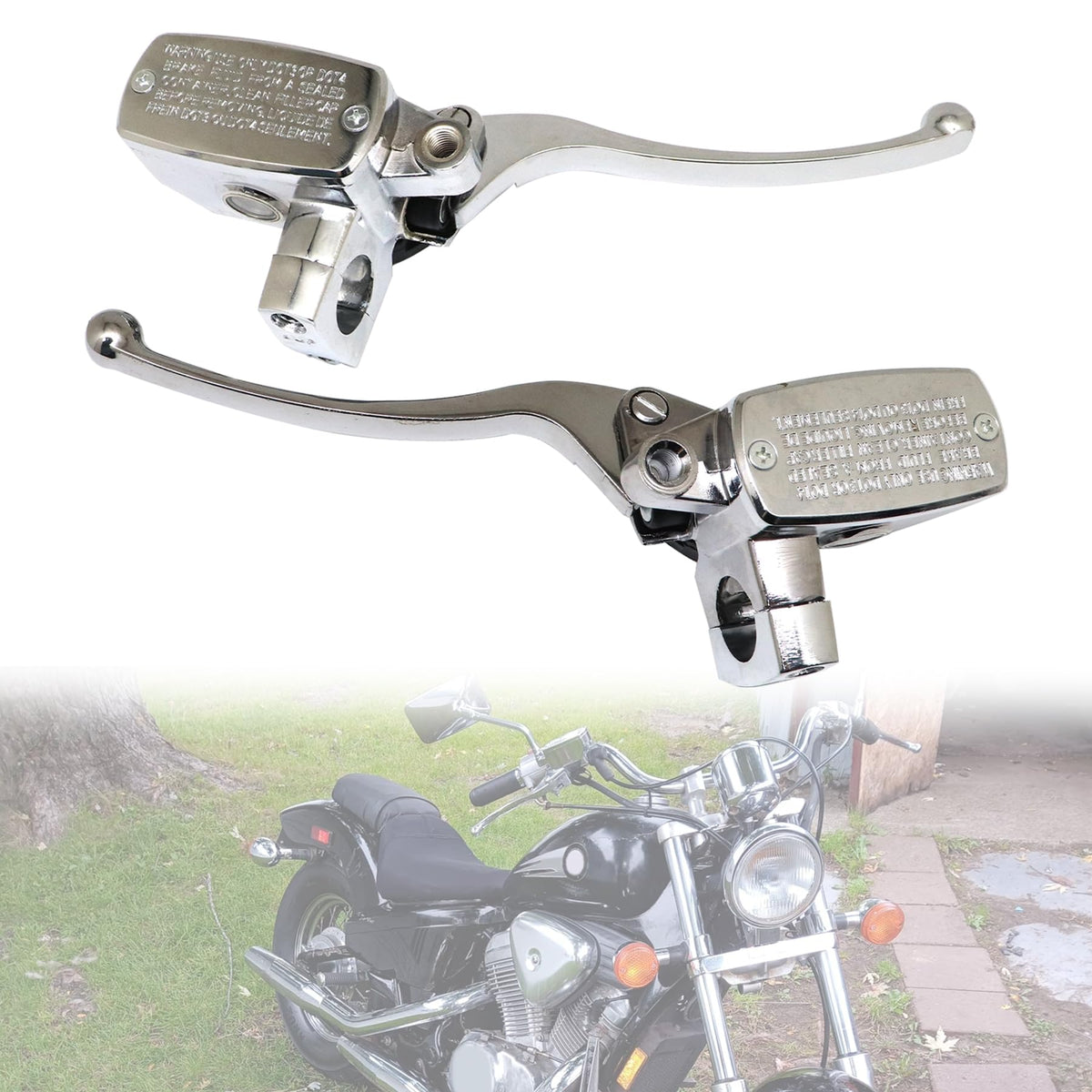 XQSMWF front view of chrome master cylinder showing clean fit and style
