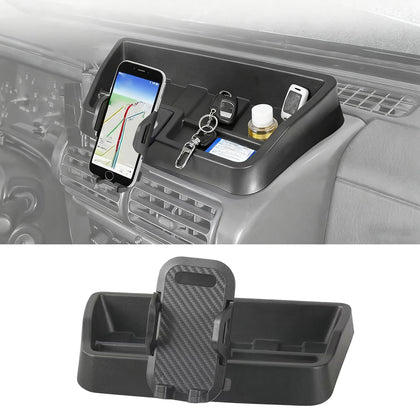 XQTMYHAL front view of TJ phone mount shows clean dashboard integration and improved organization