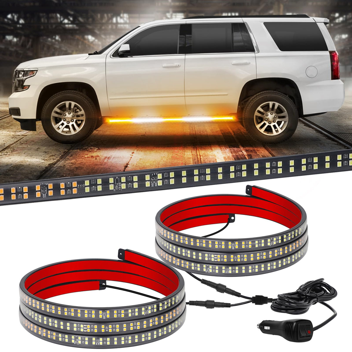 XRIDONSEN front packaging showing two 60 inch LED strips and box, highlights included parts