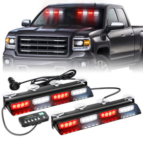 XRIDONSEN front view of 14 inch dual bar showing red white LEDs for clear signaling
