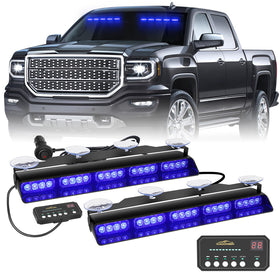 XRIDONSEN front view of 17-inch blue dual bar showing bright LEDs and improved visibility