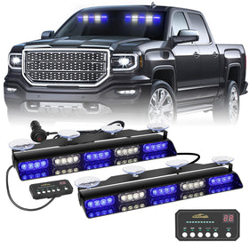 XRIDONSEN front view of dual 17 inch strobes showing bright LEDs and immediate visibility