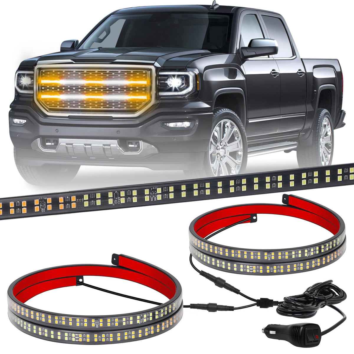 XRIDONSEN front-mounted 30-inch amber white grill strobe lights boosting daytime visibility