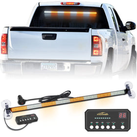 XRIDONSEN front view of 35 inch light bar showing amber white LEDs for improved visibility