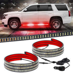 XRIDONSEN front view of dual 60-inch running board lights showing full strip benefit