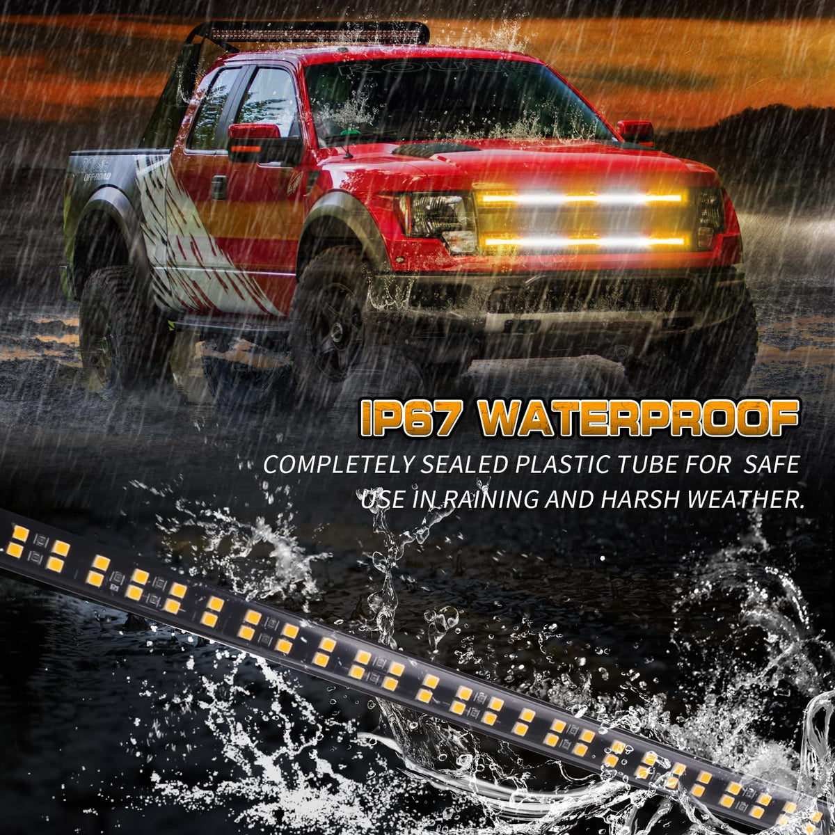 XRIDONSEN strobe lights in use on a snowplow improving worksite visibility