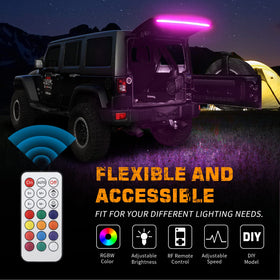 XRIDONSEN Jeep campsite with ambient RGBW lighting enhancing evening outdoor comfort