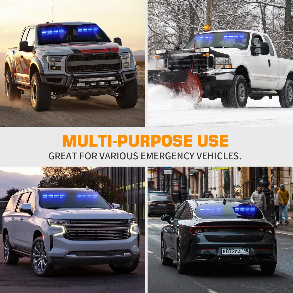 XRIDONSEN strobe bars in roadside nighttime scene enhancing hazard visibility
