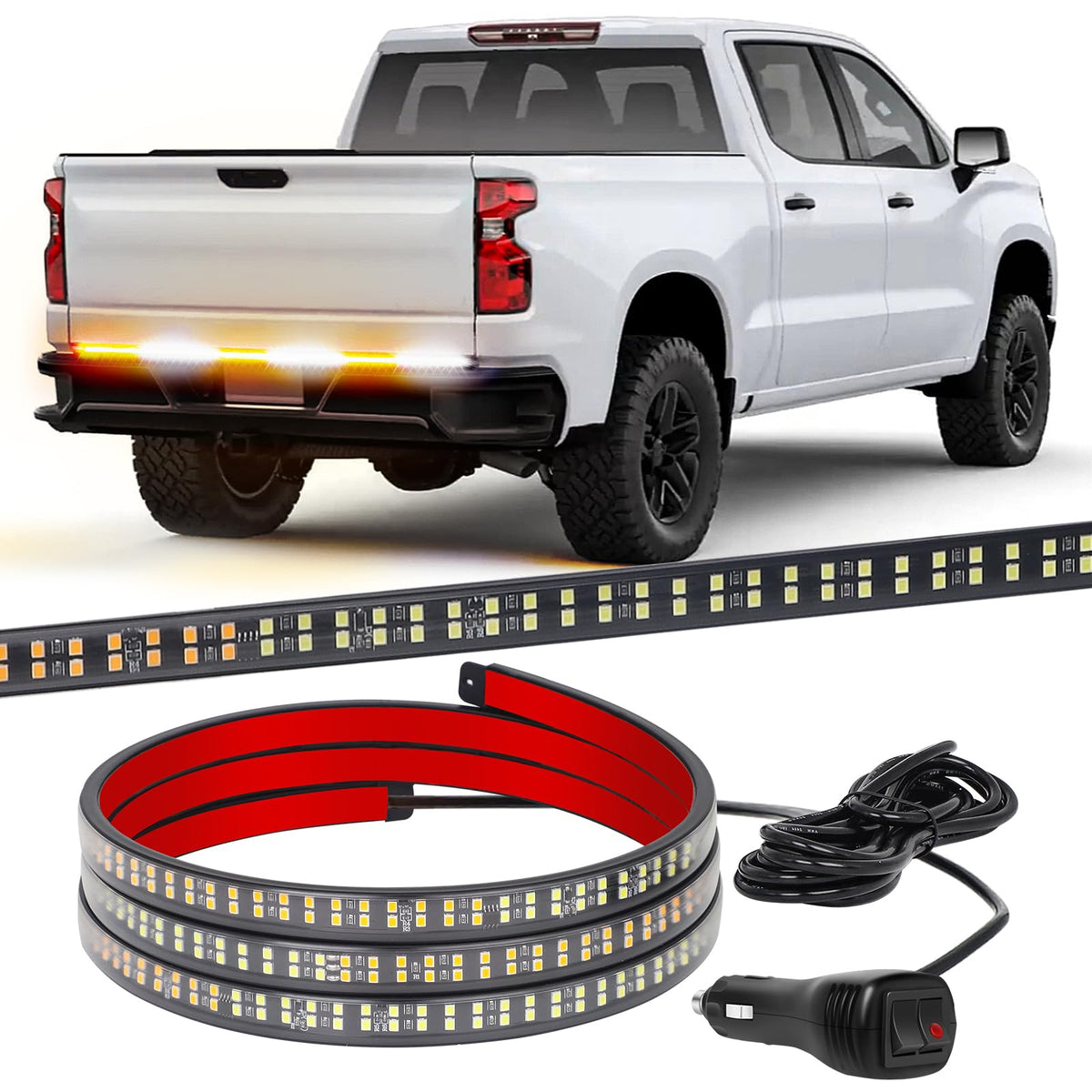 XRIDONSEN front view of 48 inch LED bar showing bright warning visibility