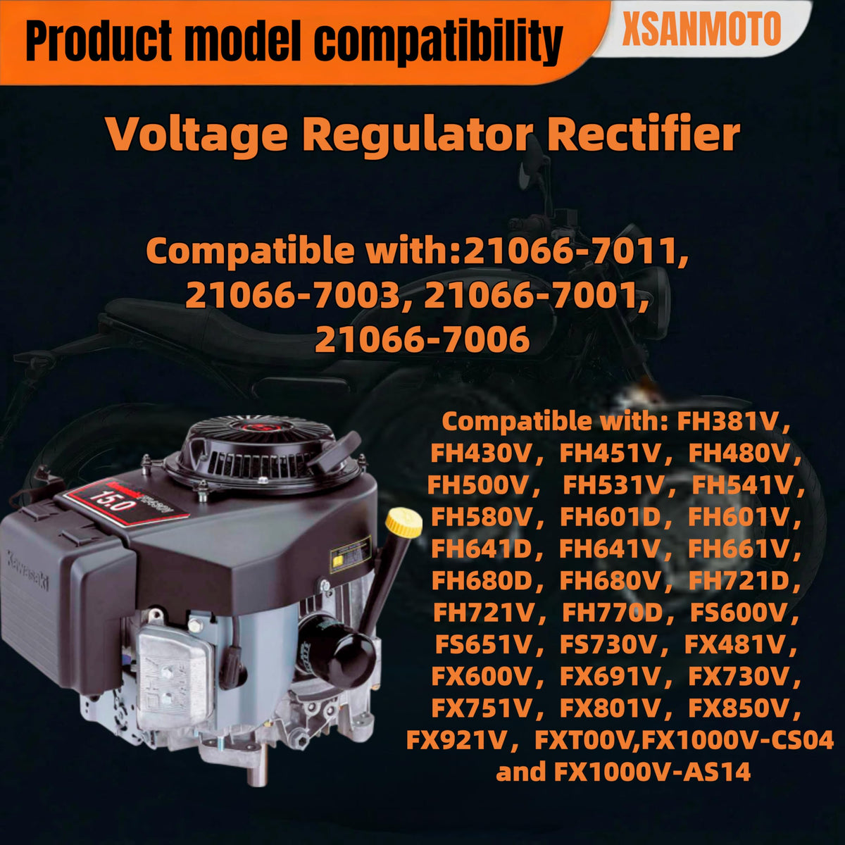XSANMOTO regulator rear connection plate showing mounting stability benefit