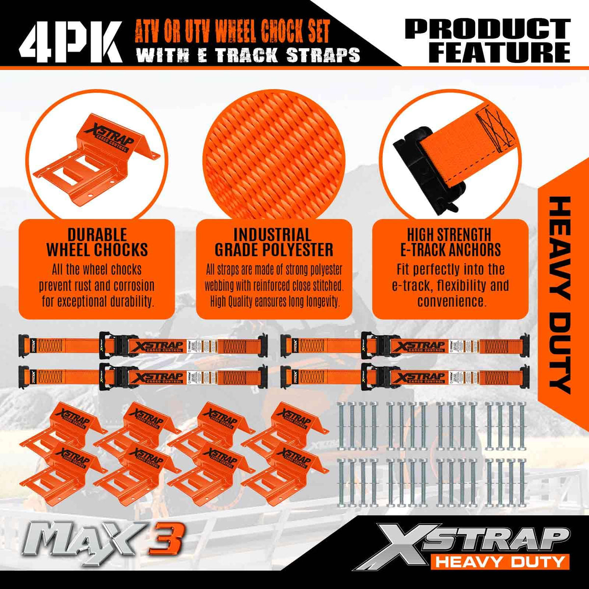 XSTRAP STANDARD E-Track fitting locked into rail, fast reliable attachment